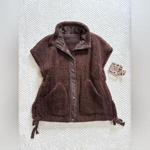 Cozy Brown Sherpa Vest with Ties